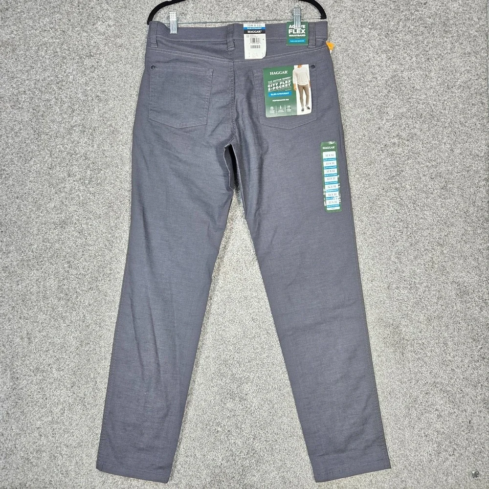 Haggar Men's 32X32 Active Series 365 Tru Temp Flex Slim canvas 5 pocket pant NEW
